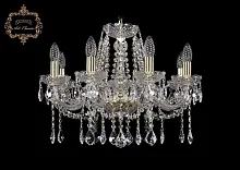 Люстра подвесная хрустальная 11.12.8.195.Gd.L Bohemia Art Classic прозрачная на 8 ламп, основание золотое в стиле классический Люстра подвесная хрустальная 11.12.8.195.Gd.L Bohemia Art Classic прозрачная на 8 ламп, основание золотое в стиле классический